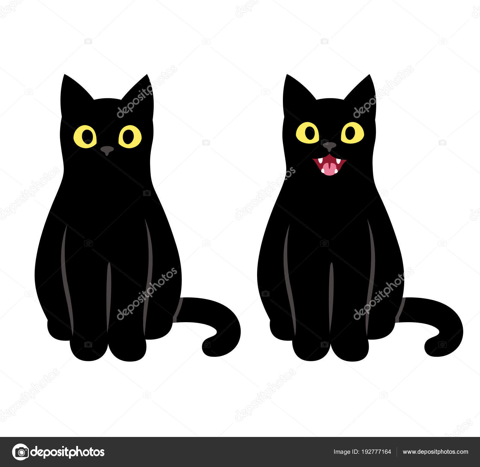 Angry black cat face clipart isolated on white. Cartoon style