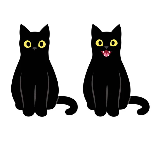 Czarny kot siedzący ilustracja — Wektor stockowy