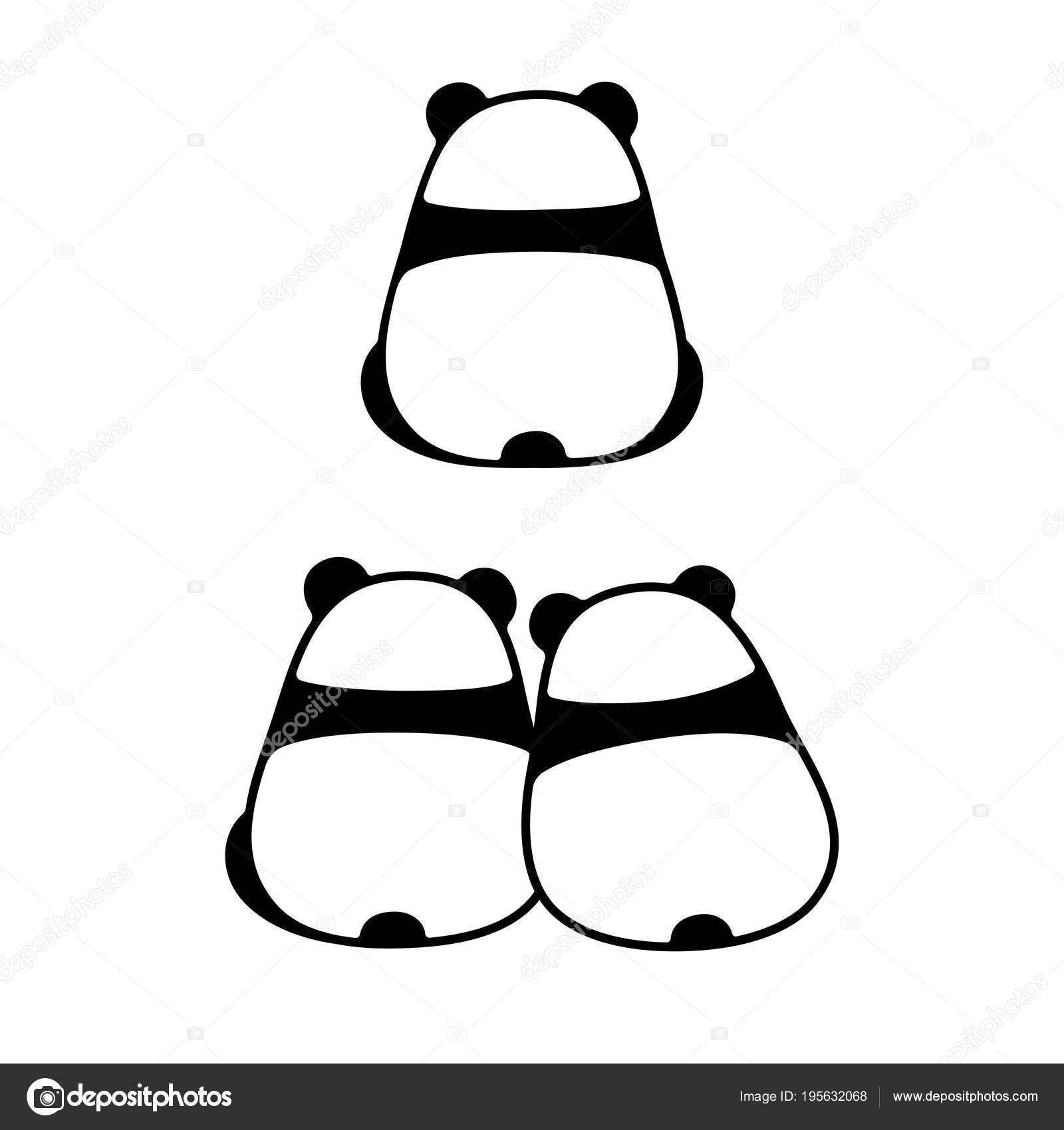 Estilizado panda desenho de corpo inteiro. Ícone de urso panda