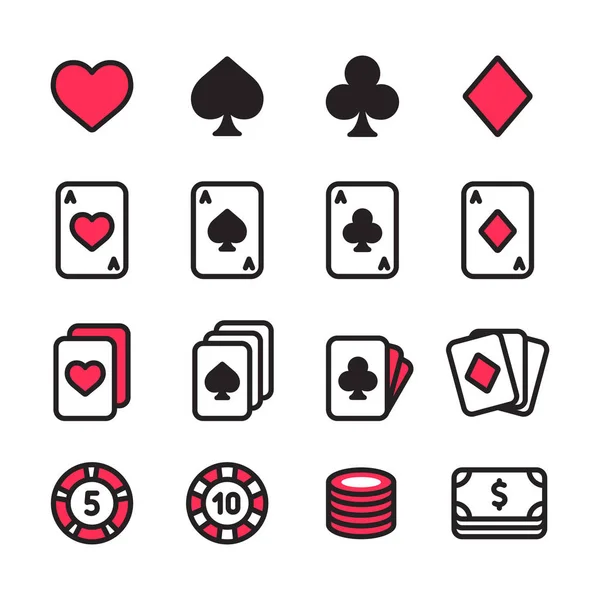 Juego de iconos de poker — Vector de stock