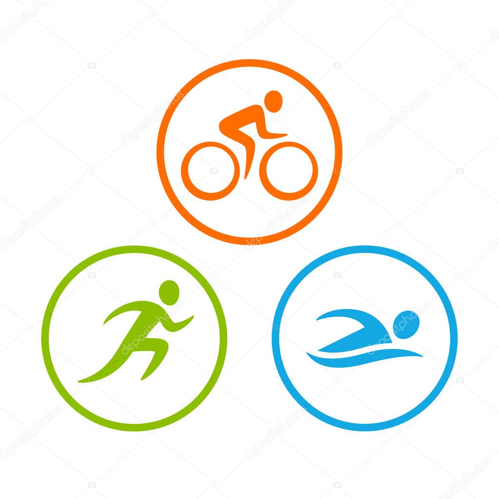 Triathlon symbols set