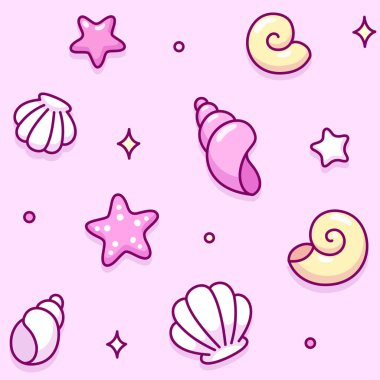 Çizgi film deniz kabuğu kusursuz desen