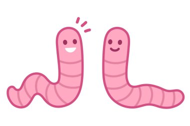 Cute cartoon earthworms clipart