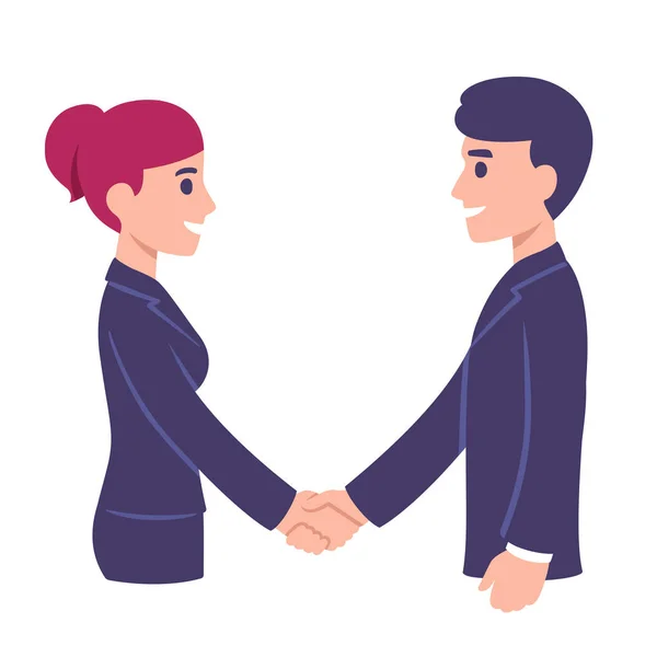 Business man and woman shaking hands — Stock Vector