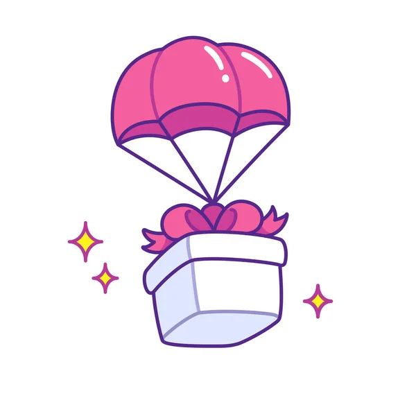 Cartoon coffret cadeau avec parachute — Image vectorielle