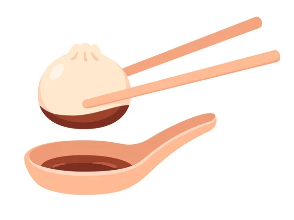 Boulettes asiatiques avec sauce à tremper — Image vectorielle