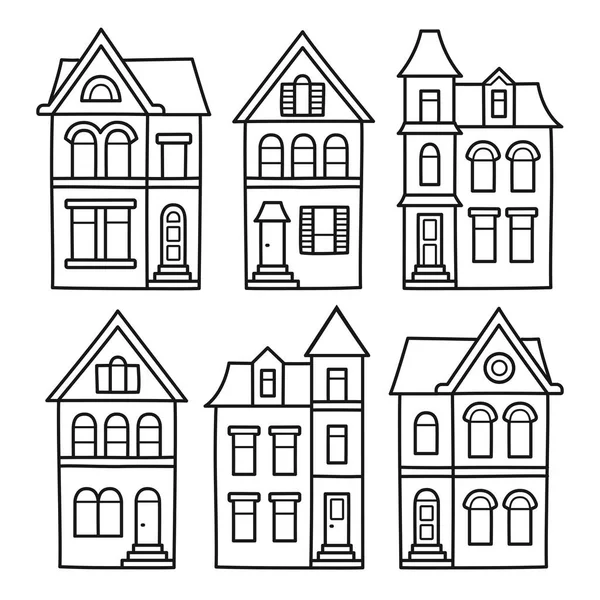 Victorian houses set — Stock Vector