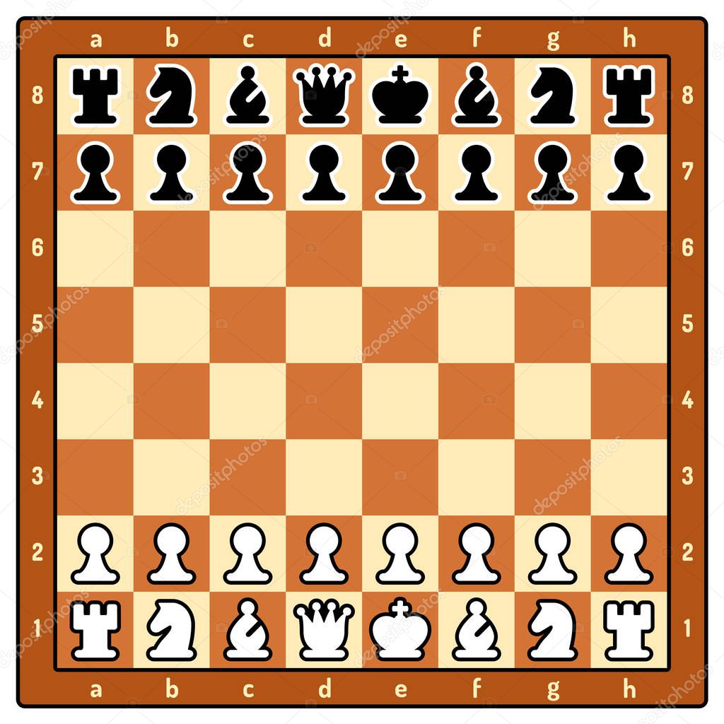 Chess game board with pieces