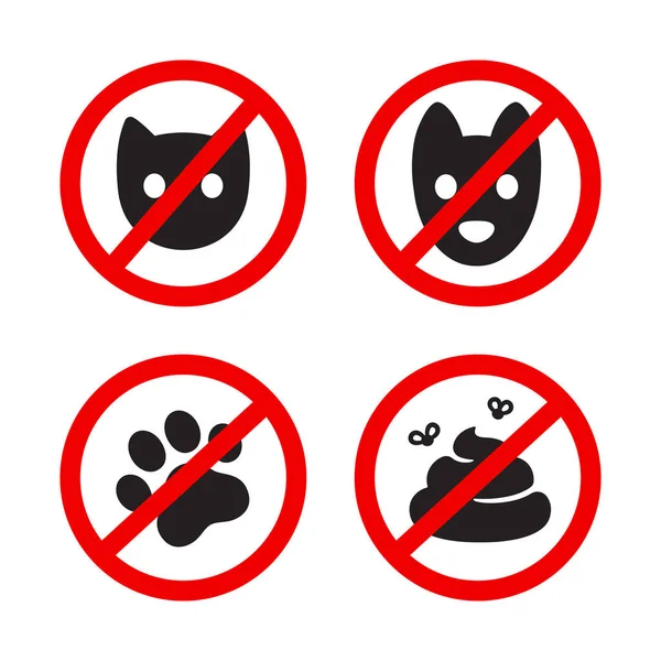 Inga husdjur tillåtna ikon set — Stock vektor