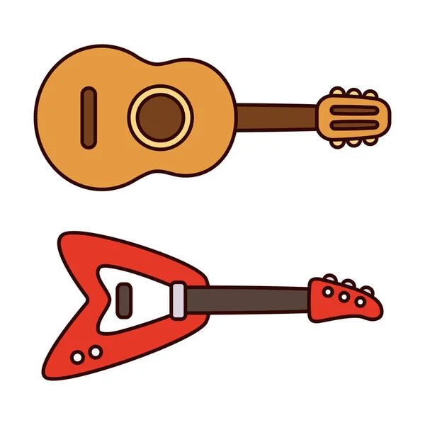 Deux guitares de dessin animé — Image vectorielle