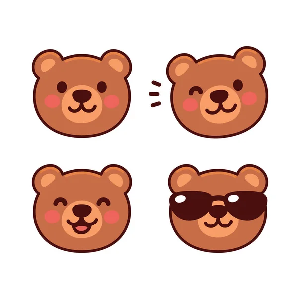 Niedliche Cartoon Bärengesicht Maskottchen Symbol Emoji Sticker Design Glücklicher Teddybär — Stockvektor