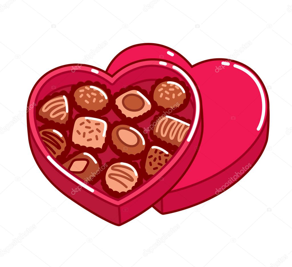 Scatola Cioccolatini Forma Cuore Aperto Regalo San Valentino Isolato Cartone  - Vettoriale Stock di ©Sudowoodo 352149332