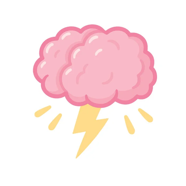 Dessin Remue Méninges Cerveau Dessin Animé Avec Orage Pensée Créative — Image vectorielle