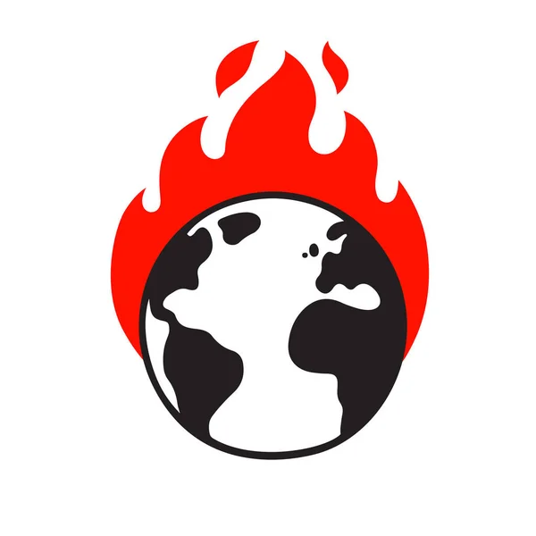 Planet Earth Fire Global Warming Climate Crisis Drawing Environnement Écologie — Image vectorielle