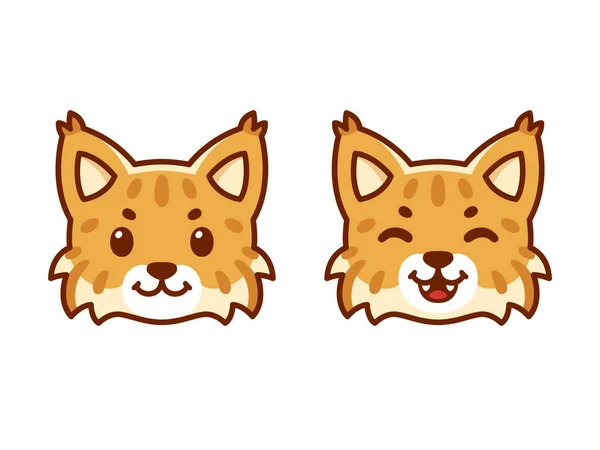 Bonito Desenho Animado Bebê Bobcat Lince Cabeça Gatinho Selvagem Kawaii — Vetor de Stock