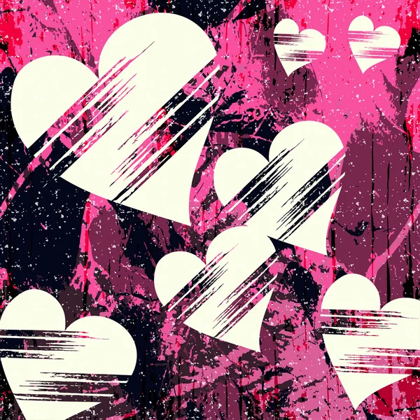 Beyaz kalp ve grunge doku soyut desen Graffiti — Stok Vektör