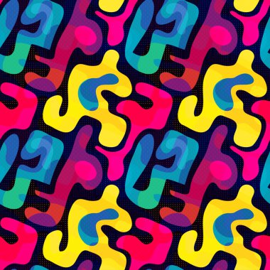 Grafiti parlak psychedelic Dikişsiz desen bir siyah arka plan vektör çizim üzerinde