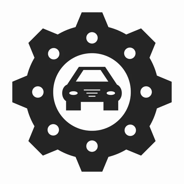 汽车和齿轮是孤立的黑色符号 — 图库矢量图片