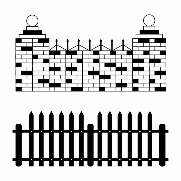 Monochroom hekken inzameling van symbolen — Stockvector