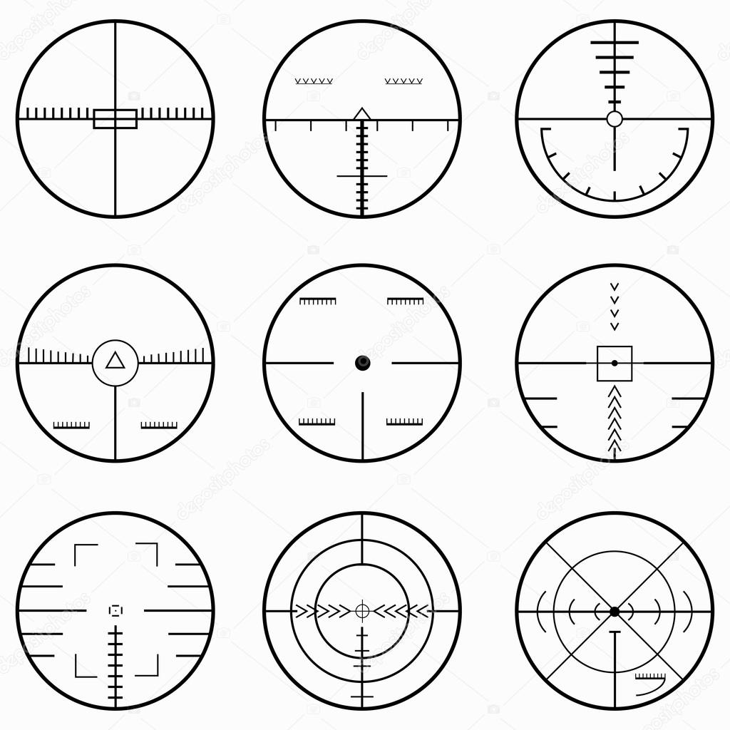 sniper scope isolated monochrome symbols