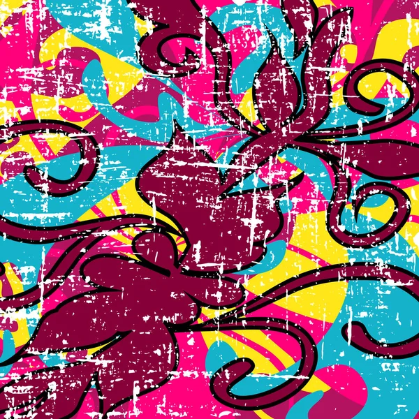 Psicodélico colorido grafite padrão vetor ilustração —  Vetores de Stock