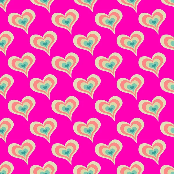 다채로운 원활한 패턴 발렌타인 레드 심장 배경 — 스톡 벡터