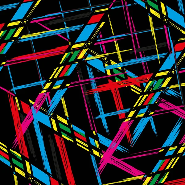 Όμορφο πολύχρωμο abstract γκράφιτι πολύγωνα σε μαύρο φόντο διανυσματικά εικονογράφηση — Διανυσματικό Αρχείο