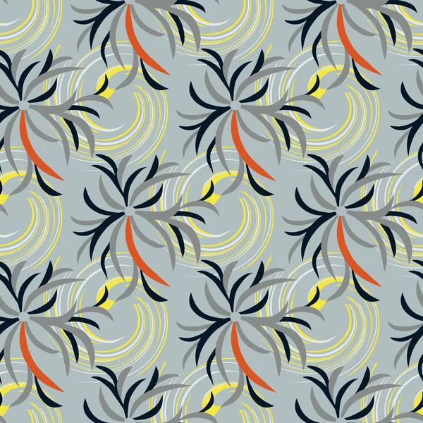 Abstract flowers on a gray background seamless pattern for your design — Stock Vector