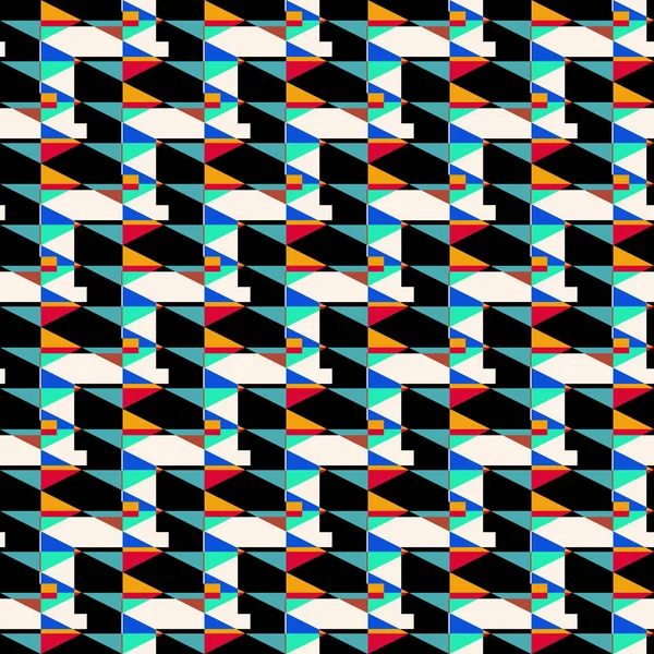 Koyu arka plan geometrik Dikişsiz desen vektör çizim üzerinde parlak renkli çokgenler — Stok Vektör