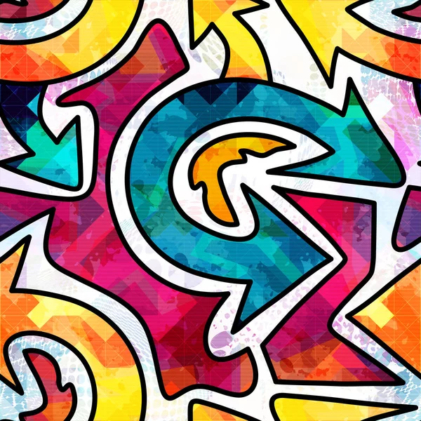 Lumineux motif géométrique abstrait sans couture dans le style graffiti. Illustration vectorielle de qualité pour votre design — Image vectorielle