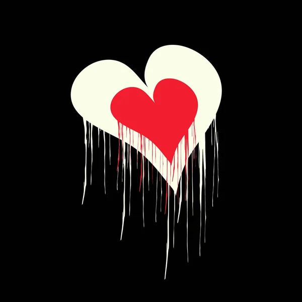 红色的心脏在黑色背景为您的设计 — 图库矢量图片