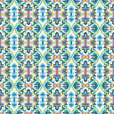 küçük piksel renkli geometrik arka plan Dikişsiz desen vektör çizim