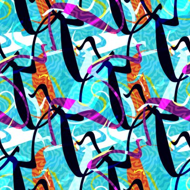 Parlak soyut geometrik seamless modeli grafiti tarzı. Kalite vektör çizim tasarımınız için