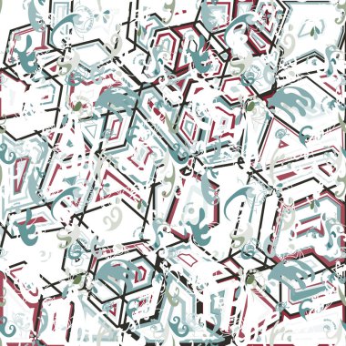 Etnik stil graffiti tarzında geometrik soyut desen tasarımınız için güzel, parlak bir renk.