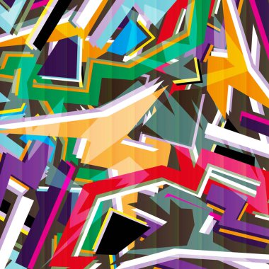 Etnik stil graffiti tarzında geometrik soyut desen tasarımınız için güzel, parlak bir renk.