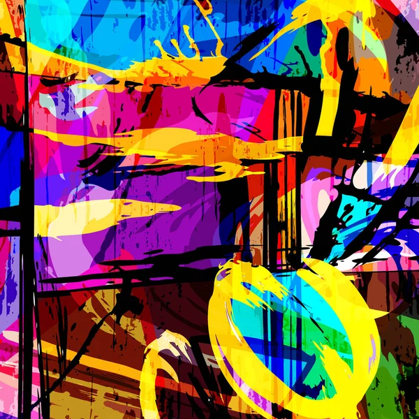 Color abstract ethnic pattern in graffiti style with elements of urban modern style — 图库矢量图片