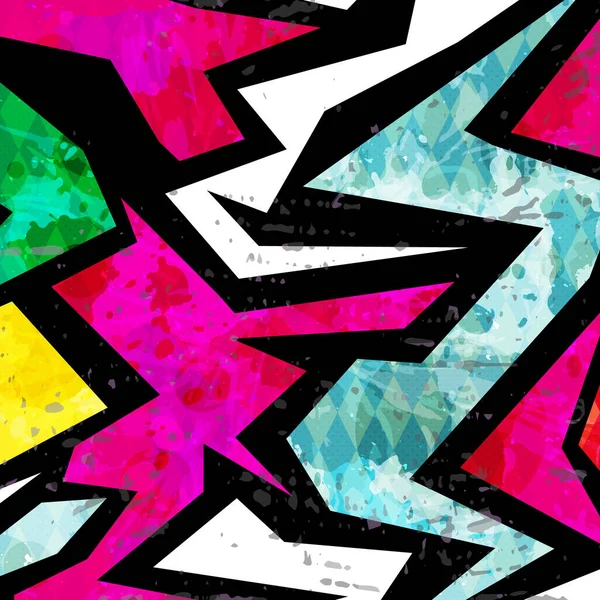 Motif ethnique abstrait de couleur dans le style graffiti avec des éléments de style urbain moderne — Image vectorielle