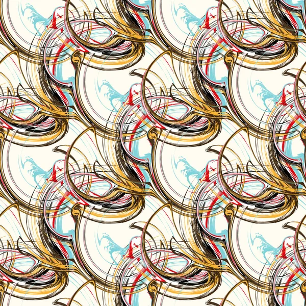 Color abstract ethnic seamless pattern in graffiti style with elements of urban modern style — Stok Vektör
