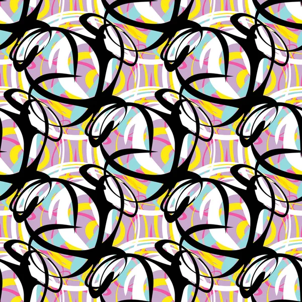 Color abstract ethnic seamless pattern in graffiti style with elements of urban modern style — Stok Vektör