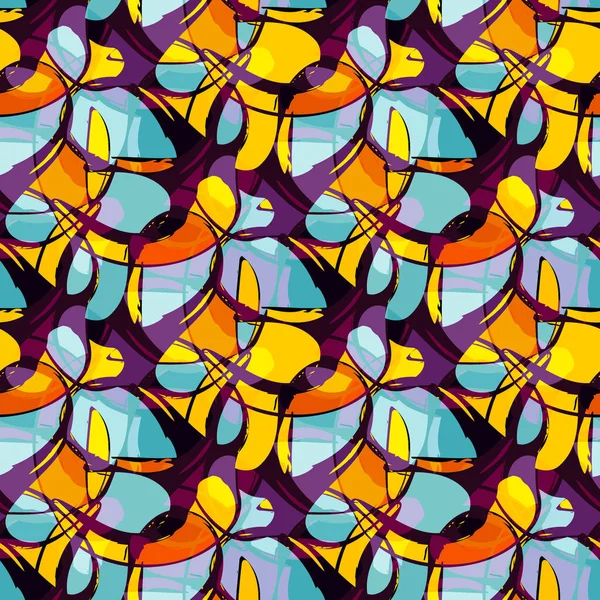 Color abstracto patrón étnico sin costuras en estilo graffiti con elementos de estilo urbano moderno — Vector de stock