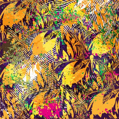 color abstract ethnic seamless pattern in graffiti style with elements of urban modern style