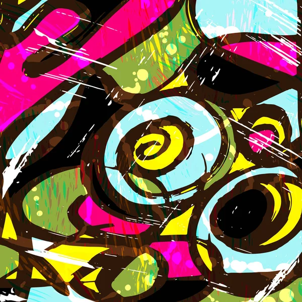 Barva abstraktní etnické bezešvé vzor ve stylu graffiti s prvky městského moderního stylu — Stockový vektor