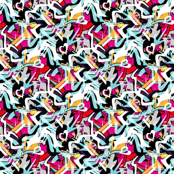 Motif sans couture ethnique colorabstrait dans le style graffiti avec des éléments de style urbain moderne illustration de qualité lumineuse pour votre conception — Image vectorielle