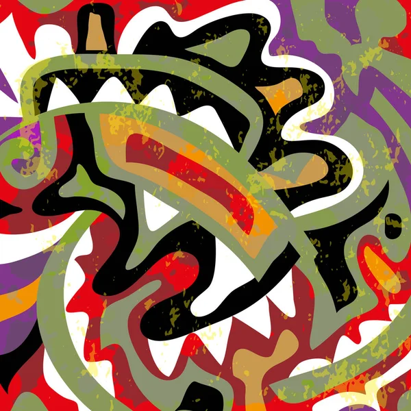 Kolor Abstrakcyjny Etniczny Wzór Stylu Graffiti Elementami Miejskiego Nowoczesnego Stylu — Wektor stockowy