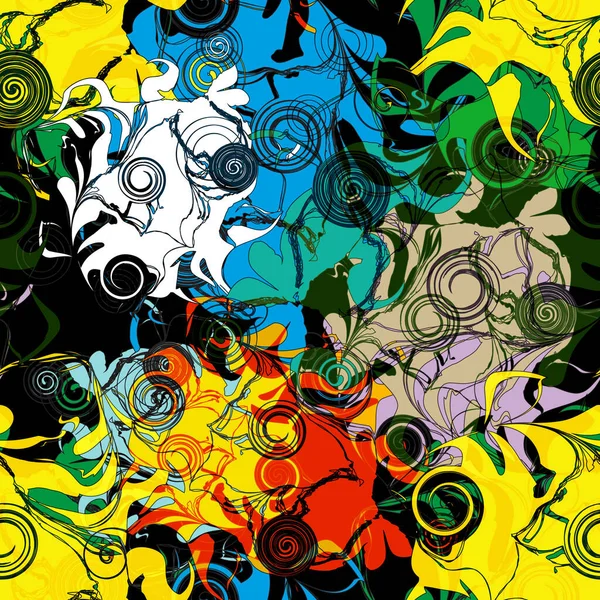 Цвет Абстрактный Этнический Бесшовный Узор Стиле Граффити Элементами Городского Современного — стоковый вектор