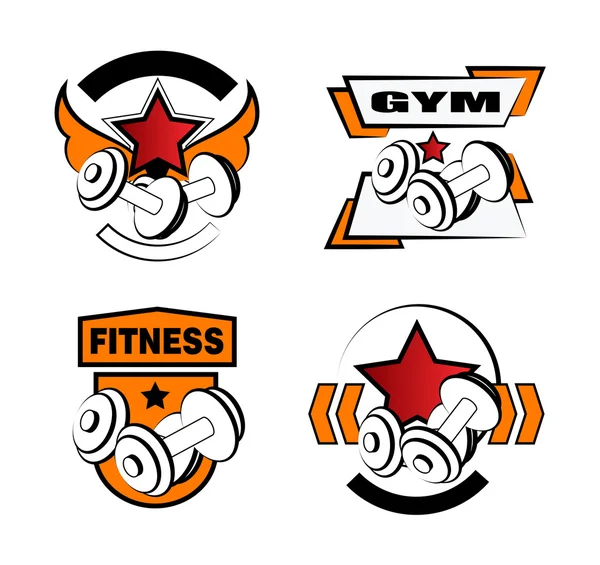 Набор различных спортивных и фитнес логотипов — стоковый вектор
