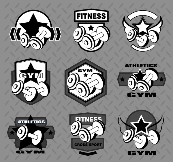 Conjunto de vários esportes e logotipo fitness —  Vetores de Stock