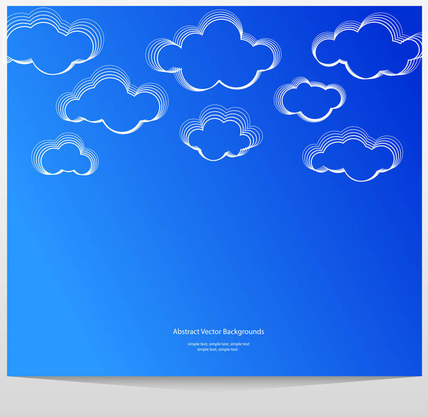 Cloud vector blue background. 