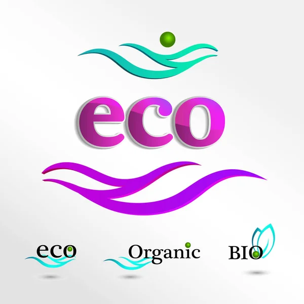 エコ ロゴ、デザイン テンプレート要素で、自然のアイコンを設定します。 — ストック写真