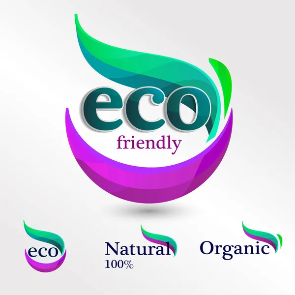 Eko logolar ayarla, tasarım şablonu öğeleri — Stok fotoğraf